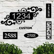 1pc Customized Metal Door Plate: Personalized Door Number Sign, Modern Door Number Design, Wall Decor, Vertical Design, Wall-Mounted Installation.