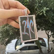 Custom Men's Hip Hop DIY Round Photo Frame Fully Paved Zirconia Stone Necklace, Shiny Personalized Accessory - Multicolor - View 15