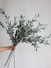 1/2 piezas Rama artificial de hoja de olivo gris-verde de 80 cm, flor de primavera falsa, follaje artificial para boda, planta falsa para decoración del hogar/cocina, arreglos florales DIY, centros de mesa, regalo. Para decoración del hogar, ramos de flores, flores artificiales, decoración de jardín, flores falsas