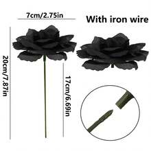 10/30/300 pezzi Fiori artificiali - Rosa, Rosa di seta, Pianta finta per decorazioni da matrimonio, casa, sala da pranzo, camera da letto, cucina, decorazioni per la stanza, accessori per feste di compleanno, decorazioni da giardino all'aperto, decorazioni per feste e matrimoni, decorazioni per casa, sala da pranzo, camera da letto, decorazioni invernali - nero - Visualizzare 2