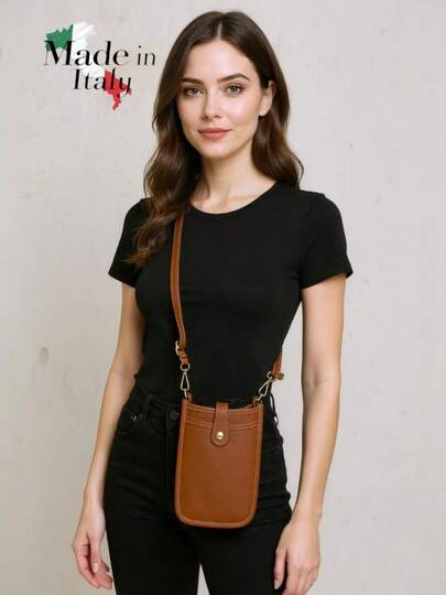 Solid Color Genuine Leather Mini Square Shoulder Bag, Gift Bag, Phone Bag, School Supplies, Teacher Gift, Back To School Gift, Crossbody Bag, Women's Wallet