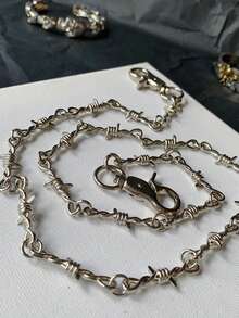 朋克荆棘丝网烧烤裤长腰链嘻哈摇滚哥特女式男式裤子牛仔裤配饰，欧美饰品，派对配饰，派对珠宝，男友礼物，情人节礼物，父亲节礼物 - 彩色 - 查看 1