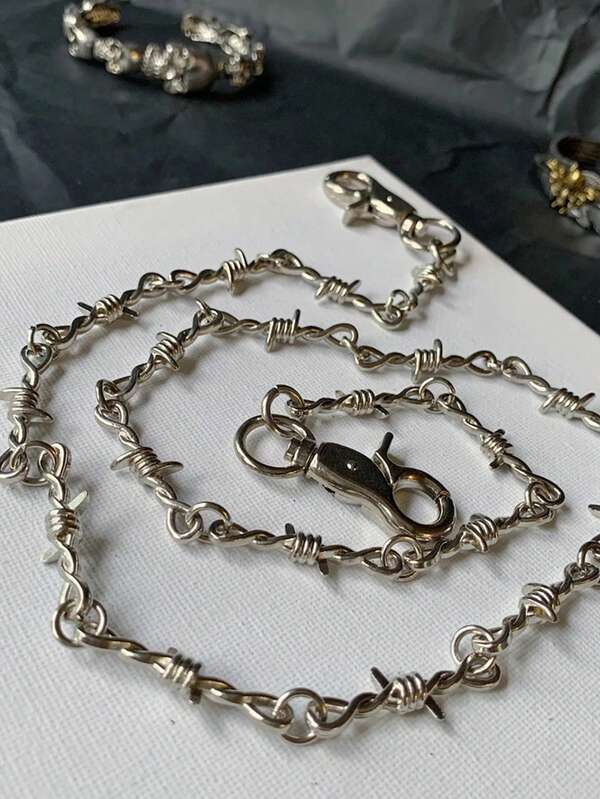 Pantaloni de barbeque cu plasă de sârmă Punk Thorns, cu talie lungă, lanț Hippop Grunge Goth, pantaloni pentru femei și bărbați, accesorii pentru blugi, bijuterii europene și americane, accesorii de petrecere, bijuterii de petrecere, cadouri pentru iubit, cadouri de Ziua Îndrăgostiților, cadouri de Ziua Tatălui