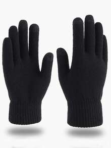 3pcs/Set Classic Knitted Hat + Neck Warmer + Gloves, Warm Thick Acrylic Knit Winter Hat, Reversible Knit Beanie, Unisex - A - View 18