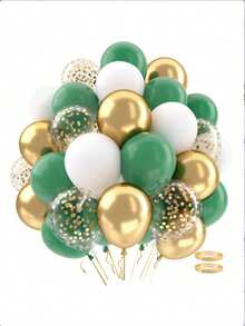 42pcs/Set Green And Gold Balloons, 10/12 Inch Sage Green, White And Gold Glitter Latex Balloon Set, Olive Green Balloons, Suitable For Forest Theme Birthday Party, Wedding, Baby Shower, Anniversary Decoration - Multicolor - View 1