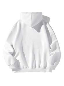 Women's Pullover Hoodie (Fleece Style, Drawstring) | Vertical Letter Print JESUS With Slogan | Modern Christian Style | Drawstring Design | Loose-Fit | Winter Essential - White - View 2