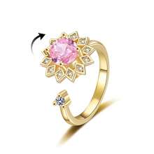 Fidget Anxiety Rings For Women Men Spinner Rings For Anxiety Relieving Stress Open CZ Flower Moon Star Anti Rotatable Rings Adjustable