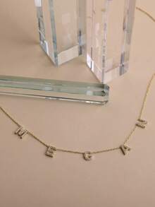 1pc Customized Birthstone Initial Necklace, Women's Gold Stainless Steel Personalized Elegant Birthstone Initial Necklace, Fashionable Jewelry, Birthday Gift - Type 5 - View 3