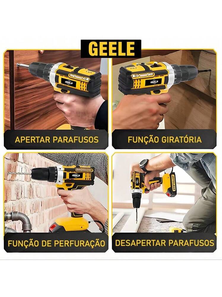 Parafusadeira Furadeira 21V 2 Baterias e Acessórios Completo