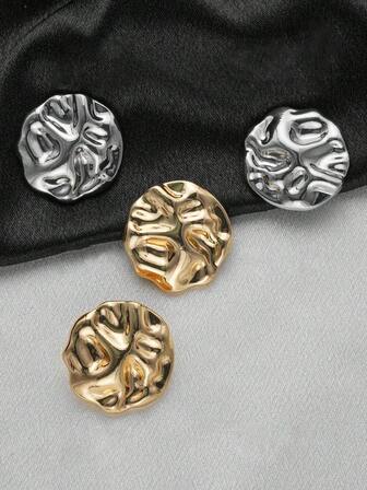 10 piezas/paquete Botones de metal vintage con relieve asimétrico, botones decorativos de moda para abrigo, suéter, camisa, chaqueta, sobretodo, accesorios de costura DIY al por mayor