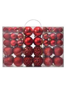 100 个/红色圣诞球装饰套装 - 3.14 英寸大圣诞球，防碎塑料装饰球，适用于圣诞派对室内室外办公室家居圣诞树装饰，适用于节日、婚礼和派对装饰的圣诞装饰。 - 彩色 - 查看 9
