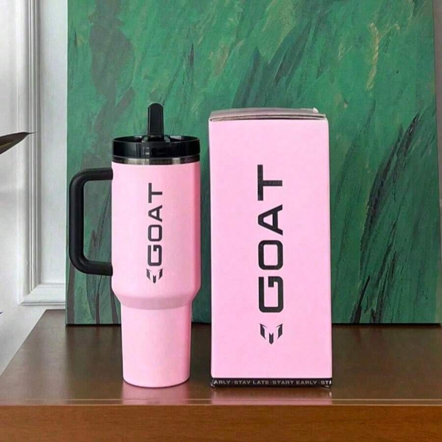 STANLEY40 Ounce Stainless Steel Water Bottle, Double Wall Vacuum Insulated Portable Drinking Cup, Travel Iced Coffee Cup, Summer Beverage Cup, With Handle And Straw, Perfect For Travel, Home, Office, Summer Beverages, Hot And Cold Beverages, Valentine's Day Gifts - Màu hồng mận - Xem 1