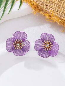 1 Cặp Hoa tai thả tráng men, Hoa tai hình hoa đáng yêu, Mặt dây chuyền cho phụ nữ, Trang sức đeo hàng ngày - Vàng - Xem 7