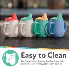 Nuby First Training Cup - Silicone Cup With Free-Flow Spout And Easy-Grip Design - 2 Oz - 6+ Months - Coral And Sprinkles