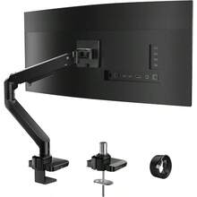 Single Monitor Mount, Gas Spring Monitor Arm 17 - 34 Inch Screens, Adjustable Computer Monitors Stand Up To 26.4lbs, With Clamp And Grommet Base, Mounting Holes 75 And 100mm GSMP001N Black - 49吋+黑色 - 查看 1
