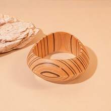 1 chiếc vòng tay gỗ bản rộng hình học phóng đại thời trang cổ điển đa năng dành cho phụ nữ, thích hợp để đeo hàng ngày (Họa tiết chạm khắc ngẫu nhiên) - nhiều màu - Xem 9