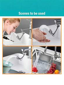 1pc 360° Rotating Faucet Aerator, Glacier Silver Adjustable Mechanical Arm Extension, Multi-Function Faucet Sprayer Head, Suitable For Kitchen And Bathroom, Essential Home Gift, Plastic Material, Suitable For Drinking Water - Multicolor - View 7