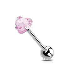 1/4pcs Fashionable Cubic Zirconia Decorated Round & Heart Shaped Tongue Rings, Suitable For Daily Wear By Men & Women