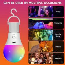 A60 Rechargeable Light Bulb With Remote Control, USB Charging, Type-C Interface, DC 5V, RGB Color Changing & 3 Color Temperatures, 11 Colors Optional, Dimmable Bulb With Timer Function – Suitable For Home Decoration, Ambient Gatherings, Bedrooms, Households And Camping, Compatible With Wireless Table Lamps