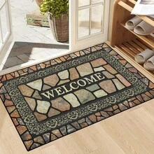 Stone Pattern Welcome Doormat Anti-Slip Floor Mat Indoor And Outdoor Entrance Carpet Home Decoration