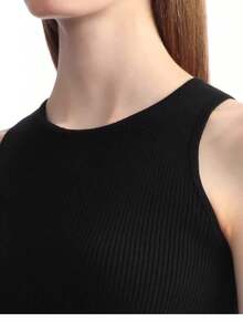 Essentials Black Sport Tank 'Iron'  Women's Slim Fit Tank Top, Breathable Ribbed Summer Tops American Casual Style, Gym Clothes Workout Sets Women Yoga And Urban Adventures. - 黑色 - 查看 3