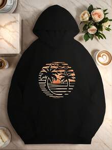 Teediy Circular Sunset Scene Women's Hoodies - Black 12 - View 1