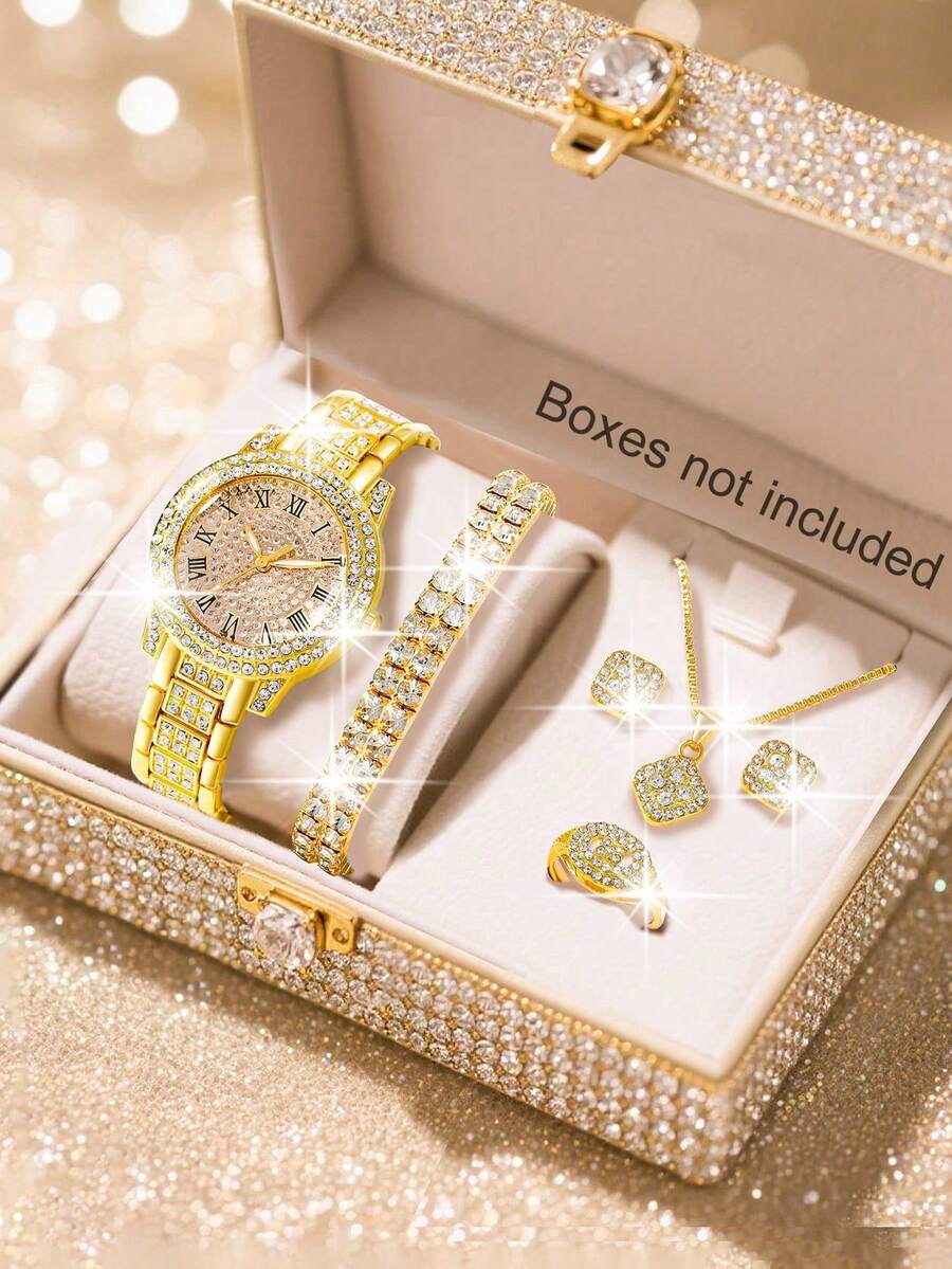 Quà tặng Ngày của Mẹ, Bộ trang sức đồng hồ nữ, Phong cách thanh lịch thường ngày, Thời trang tinh tế, Đồng hồ thạch anh mặt số đẹp, Dây chuyền mặt dây, Hoa tai, Nhẫn và Vòng tay, Thích hợp để đeo hàng ngày, Quà sinh nhật, Quà tựu trường, Lễ Tạ ơn và các dịp lãng mạn, Món quà hoàn hảo (Không bao gồm hộp quà)