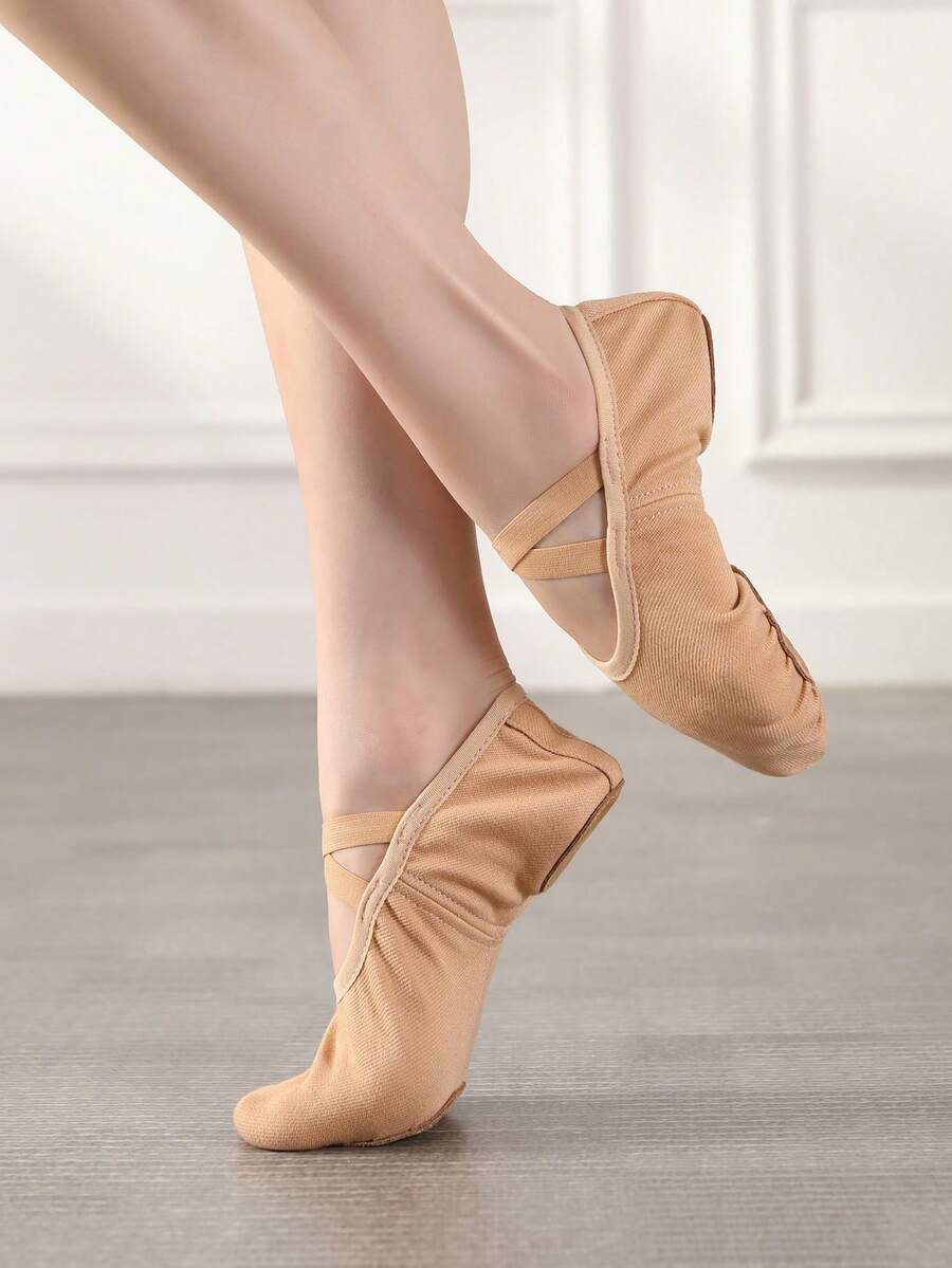 High Elastic Ballet Shoes, Stretchy Canvas Dance Shoes, Slippers, Yoga Shoes, Indoor Practice Shoes - Brown - View 1
