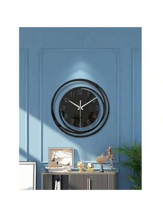 1 件黑色钢化玻璃静音挂钟 - 装饰厨房墙壁艺术，卧室、客厅、学校、生日派对的励志挂表 - 独特的礼物创意、家居装饰、房间装饰礼物毕业钟墙卧室装饰宿舍装饰返校学校装饰学校惊喜