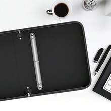 Upgraded Storage Folder Back-To-School Season Must-Have Flame Resistant 3-Ring Binder Cover (Does Not Include Inner Pages) Zippered Flame Resistant Binder Made Of Fiberglass And Silicone Can Hold 375 Sheets Of Paper Suitable For Home, Office, Business Travel, And School - Black - View 5