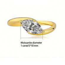 KAHOOT A 925 Silver 14K Gold-Plated Marquise Moissanite Simple Retro Style Couple's Ring For Men And Women, Suitable For Wedding Banquets, Parties, Daily Wear, Vacations, Travel, Valentine's Day, Mother's Day, Christmas, Halloween, Thanksgiving, Carnival, Birthdays, Anniversaries And Gifts.