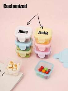 1 Peça Recipiente de Armazenamento de Petiscos Multicolorido Personalizado, Organizador de Doces e Nozes Arco-Íris, Suporte para Temperos e Geléia de Cozinha, Recipientes para Molho de Salada, Recipientes de Plástico para Molhos e Condimentos com Tampas para Lancheira, Suprimentos Escolares, Volta às Aulas, Ideal para Trabalho, Escola e Espaço Economizador Estiloso, Adorável, Personalizado Colorido - Multicolorido - Visão 1