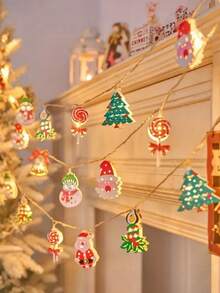 1pc Brand-New [Holiday Christmas LED String Lights] – Ironwork-Designed Holiday Decorations Featuring Santa Claus, Reindeer, Snowman, Bell Cane Candy, Christmas Stockings, Etc., Battery-Powered Indoor Holiday Decorations (Batteries Not Included) Halloween Decor Christmas Decoration Thanksgiving Wedding Home Decor Home Decor Fall Decor Autumn Decor Birthday Decorations For Gifts Party Supplies Indoor Outdoor Garden Holiday Festival Decor Wall Decor Halloween Ornaments