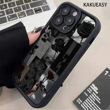Funda de teléfono a prueba de golpes, diseño elegante de rosa negra para iPhone 16 Pro Max, compatible con los modelos 16, 15 Pro, 14 Plus, 13, 12 Pro, 11 Pro Max, X y XS Max. Esta funda de TPU ofrece protección contra caídas y suciedad. Funda de Teléfono Ligera, Ajustada y Resistente a Impactos - 1 pieza - Ver 4