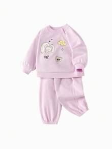 Balabala Conjunto de 2 piezas para niña con estampado de dibujos animados, nueva colección otoño 2025 - rosa - Ver 4