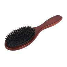 Wooden Boar Soft Natural Bristles 8.66" Oval Hair Brush, Detangling, Anti-Static Technology, Brown