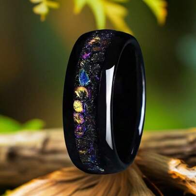 1pc Unisex Hiphop Colorful Peacock Tail Design Ring, Fade-Resistant, Surprise Gift For Valentine's Day