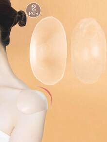 2pcs Transparent Oval Shaped Silicone Shoulder Pads, Adhesive Yoga/Running/Party/Swimming Shoulder Support Enhancer, Soft Reusable Shoulder Lift Pads, Invisible Seamless Shoulder Pads For Dresses, Shirts, Jackets, Suitable For Men And Women