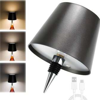 1pc/2pcs Adjustable Modern Wine Bottle Lamp - Portable Rechargeable Touch LED Light, Suitable For Home Decor, 3 Color Modes, Wireless Design, Great For Bar, Restaurant And Bedroom, Bedside Lamp (Black, White)