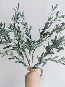 1/2 piezas Rama artificial de hoja de olivo gris-verde de 80 cm, flor de primavera falsa, follaje artificial para boda, planta falsa para decoración del hogar/cocina, arreglos florales DIY, centros de mesa, regalo. Para decoración del hogar, ramos de flores, flores artificiales, decoración de jardín, flores falsas
