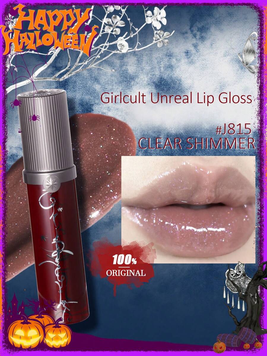 GIRLCULT Unreal 唇彩 J815 透明闪粉 | 蜜糖迷雾 | 琥珀霜 | 玻璃般光泽 | 保湿气垫唇彩 | 轻盈不粘腻 | 防晕染 | 派对必备 | 3.5毫升/0.12液盎司 - J815 Clear Shimmer - 查看 1
