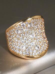1pc Exquisite Cubic Zirconia Ring, Suitable For Women, Suitable For Weddings, Engagements, Anniversaries, Parties, Valentine's Day And Other Occasions - 1# - View 7