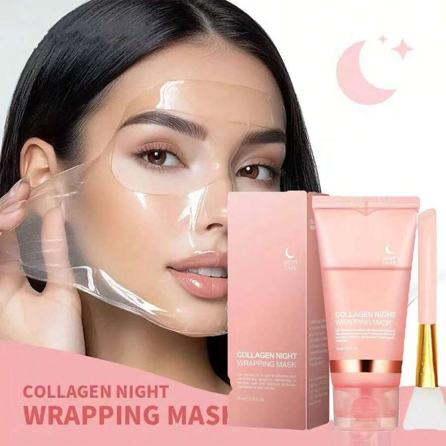 Hydrolyzed Collagen Overnight Peel Off Mask - Hydrating Face Treatment For Firmer Looking Skin, Deep Moisturizing Gel Mask For Glowing Skin - Collagen - 查看 1