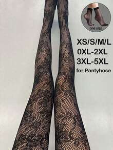 1 Cặp tất lưới gợi cảm dành cho nữ, Quần tất họa tiết hoa đen thời trang đường phố gợi cảm đa năng làm quà tặng Giáng sinh, Halloween, Một cỡ cho 1 đôi tất ngắn, XS/S/M/L/XL/0XL-2XL/3XL-5XL cho Quần tất họa tiết hoa đen gợi cảm - màu đen - Xem 2