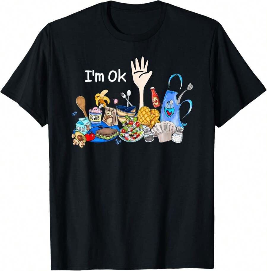 I'm Ok Lunch Lady School Funny Cafeteria Crew Teacher Women T-Shirt - 黑色 - 查看 1