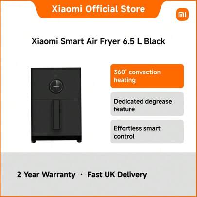 Xiaomi Smart Air Fryer 6.5L – 1800W Large-Capacity Digital Air Fryer With Wi-Fi App Control, Single Basket Design, Frying Plate & Grill Included, Low-Oil Cooking For Families Of 3–5