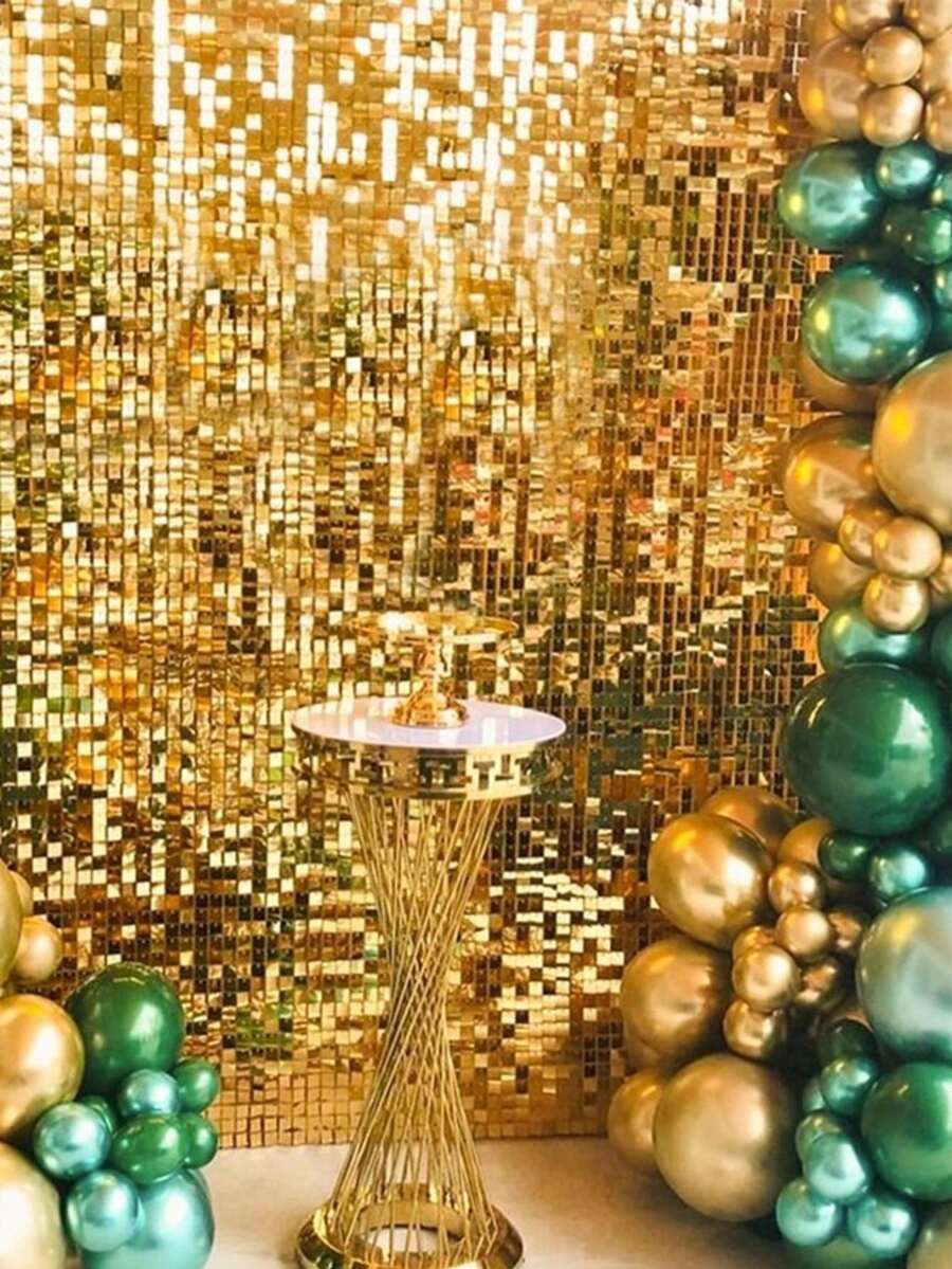 1 pieza Cortina con lentejuelas doradas brillantes, Telón de fondo cuadrado con lentejuelas, Telón de fondo cuadrado de plástico con lentejuelas de 100*200cm para decoración de pared de fiesta de boda, cumpleaños, ceremonia de aniversario, graduación, suministros para fiestas, cortina de flecos de lámina de aluminio brillante