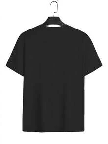 Osmason Graphic Print Crew Neck T Shirt Y2k Details Short Sleeve Business Casual Garment Style Suitable For Spring And Autumn Machine Wash For Casual Wear And Daily Tops Usage Plus Size Clothes - 黑色 - 查看 4