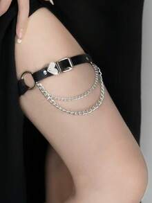 Meias-calças Elásticas de Estilo Gótico Punk, Aquecedores de Panturrilha Sexy Meias Góticas Quadril-hop, Aquecedores de Perna Macios Grunge, Estética Y2K, Correntes de Perna, Verão