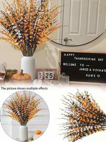 10 件/套万圣节人造浆果花束装饰，黑色和橙色浆果与茉莉花，万圣节派对和家居装饰，桌面中心装饰，花瓶填充物，室内装饰，万圣节 DIY 花环和插花